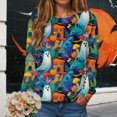 thumbnail image 2 of YDFCWXW Halloween Sweatshirts for Women Long Sleeve Tops Womens Pumpkin Pattern Round Neck T-Shirts Plus Size Funny Blouses Sky Blue, S, 2 of 6