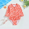 thumbnail image 4 of Gubotare Baby Bathing Suit Kids Girls Rashguard Swimsuit UV 50+ Long Sleeve One Piece Swimwear Zip Size 4-5T (Orange,4-5 Years), 4 of 9