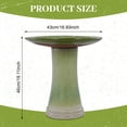 thumbnail image 3 of Handmade Green Gradient Glaze Ceramic Bird Bath 16.93 Inch Diameter 18.11 Inch Height Lightweight Weather Resistant for Outdoor Garden Bird Bathing Feeding, 3 of 10