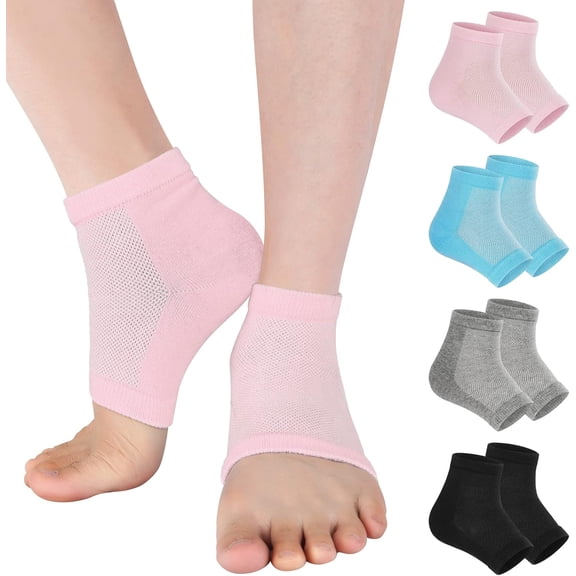 MRSXXNTY 4 Pairs Heel Moisturizing Socks Open Toe Socks Cracked Gel Heel Socks Foot Toeless Heel Repair Socks for Women Dry Hard Cracked Feet, 4 Colors
