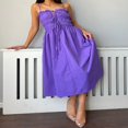 thumbnail image 3 of Women‘s Summer Slip Dress Solid Color Tie Front Ruched Midi Dress, 3 of 9