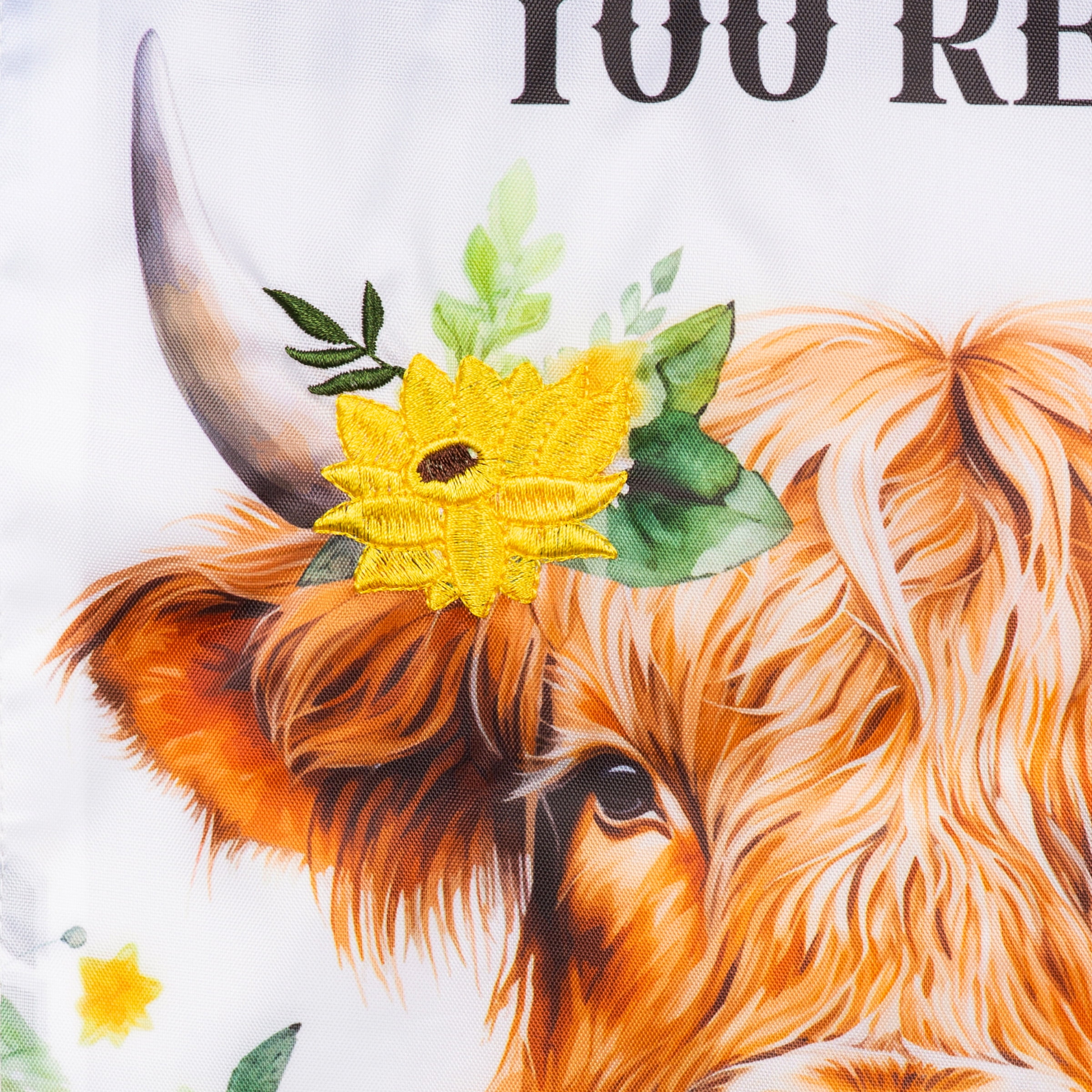 (2 pack) Meadow Creek 11.5" x 18" Holy Cow You're Here Highland Cow Outdoor Yard Flag