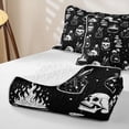 thumbnail image 4 of Homewish Halloween Gothic Skull Twin Quilt Set, Magical Mushroom Twin Coverlet Set, Black White, 2 Pieces 1 Bedspread and 1 Pillowcase, 4 of 7