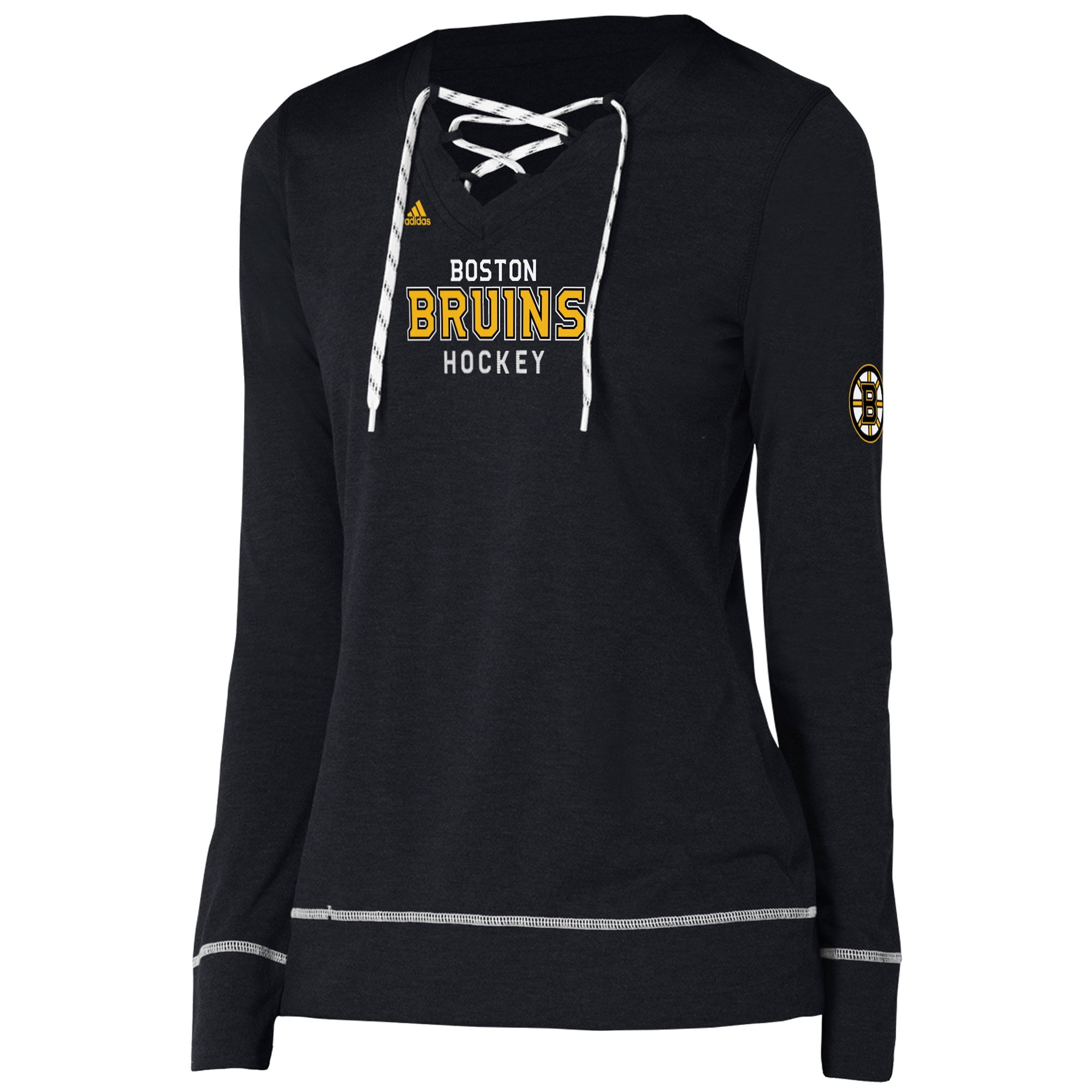 Boston Bruins Women's Adidas NHL "Wordmark" Long Sleeve Skate Lace Top by Adidas