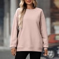 thumbnail image 2 of Women's Oversized Crewneck Sweatshirt Long Sleeve Fleece Pullover Fall Fashion Casual Tunic Top with Pocket No Hood, 2 of 7