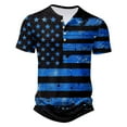 thumbnail image 5 of Savings Independence Day Shirts For Men，Summer Men's Henley Neck Short Sleeve Tee Button Down Shirts Usa Flag Star Stripe Tops Pullover Sweater Blouses Ultra Soft T-Shirts, 5 of 5