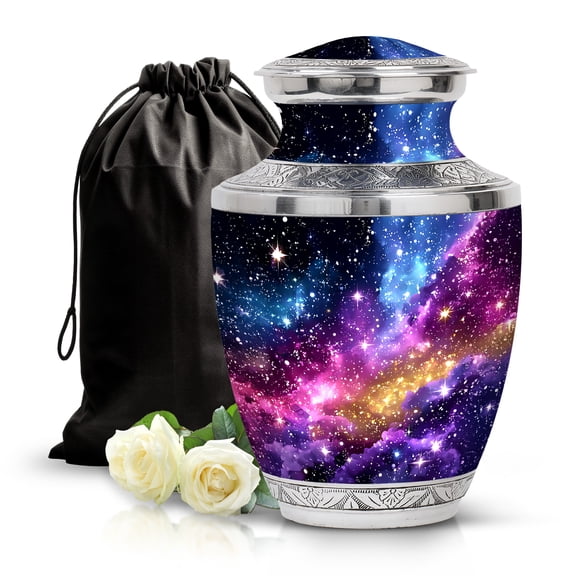 SABURIAL Star Galaxy Urn - Decorative Funeral Urns For Mom & Women Ashes - Beautiful Cremation Urn For Human Ash - Decorative Urns For Adult Ash - 10 Inch Large With Velvet Bag