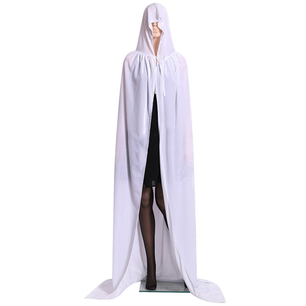 Halloween Party Stage Costume Metallic Cloak Cape Hooded Cosplay Ball Dress 