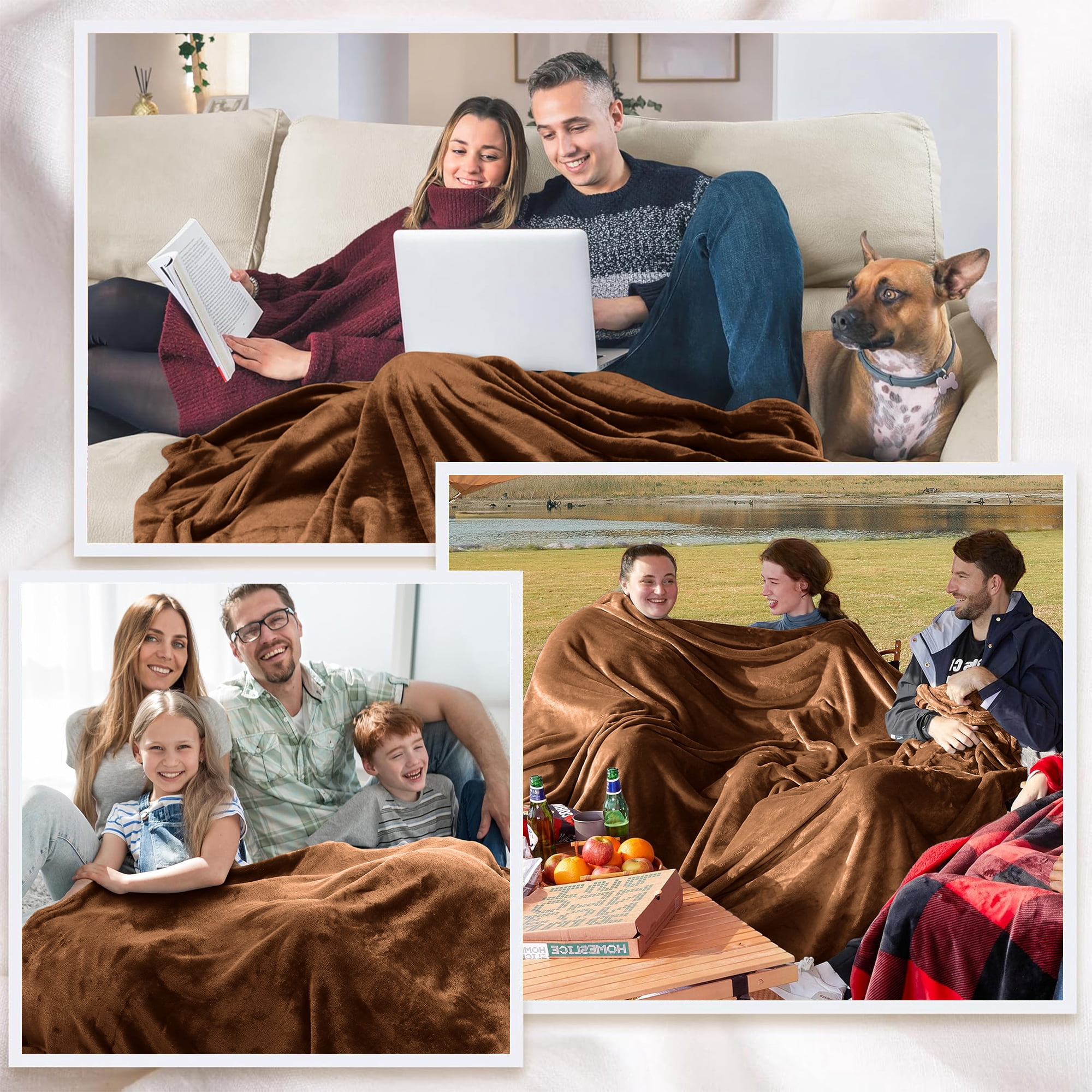 Moonlight20015 Wholesale Fleece Twin Blankets 12-Packs All-Season Soft Plush Throw for Charity, Shelter, & Home Washable, Lightweight & Cozy Coffee (60"x80")