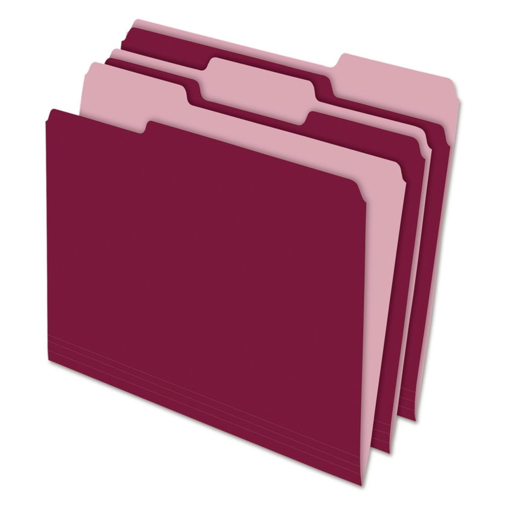 Pendaflex Interior File Folders 1/3 Cut Top Tab Letter Burgundy 100/Box 421013BUR