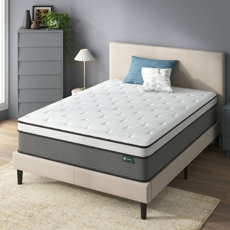 Zinus True Support 14" Full Euro Top Medium Hybrid Mattress with Comfort Foam and Pocket Springs