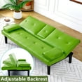 thumbnail image 4 of Aukfa Leather Futon Convertible Sofa Bed for Home Office, 2 Cup Holders&Pillows, Green, 4 of 9