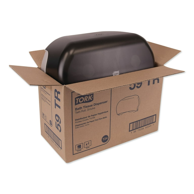 Twin Standard Roll Bath Tissue Dispenser, 12.75 x 5.57 x 8.25, Smoke