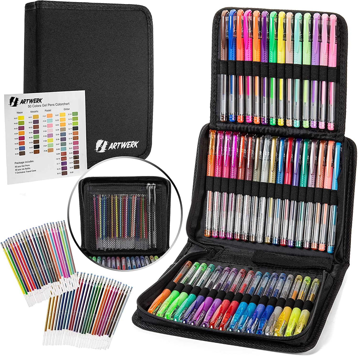 6x Glitter Gel Ink Pens Fun Creative Kids Children Colours School 