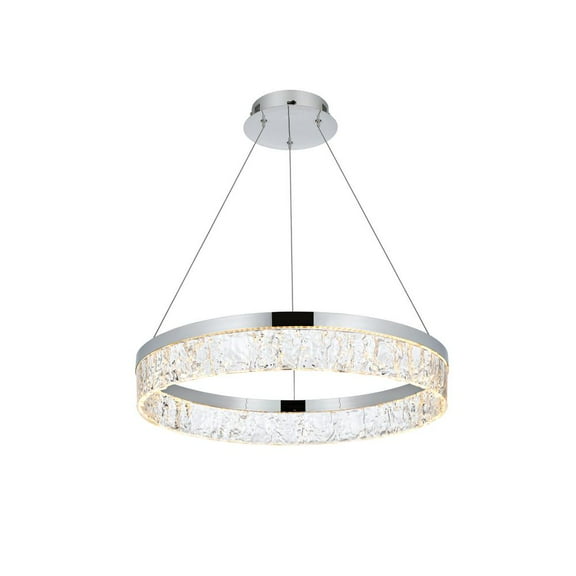 Elegant Lighting Linden 1-Light Metal Adjustable LED Chandelier in Chrome/Clear