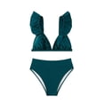 thumbnail image 4 of Swimsuits for Big Busted Women Under 20$ - Green Ruffle Bikini Hontri Women's Bikini Set with Ruffles And High Waist Sexy Two Piece Swimsuit Swimwear, 4 of 9