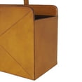 thumbnail image 5 of DecMode 17" Brown Leather Handmade Box Style Magazine Holder with Detail Stitching and Curved Buckle Handles, 5 of 9