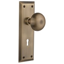 Nostalgic Warehouse Nyknyk_Prv_238_Kh New York Solid Brass Privacy Door Knob Set - Brass