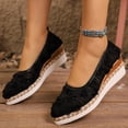 thumbnail image 4 of Women's Lace Wedge Shoes Dressy Pointed Toe Shoes Breathable Closed Toe Shoes Comfortable Slip On Casual Shoes, 4 of 9
