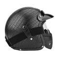 thumbnail image 4 of Casco abierto universal de cuero sintético para motocicleta y scooter, color negro cocodrilo, talla XL, 4 of 12