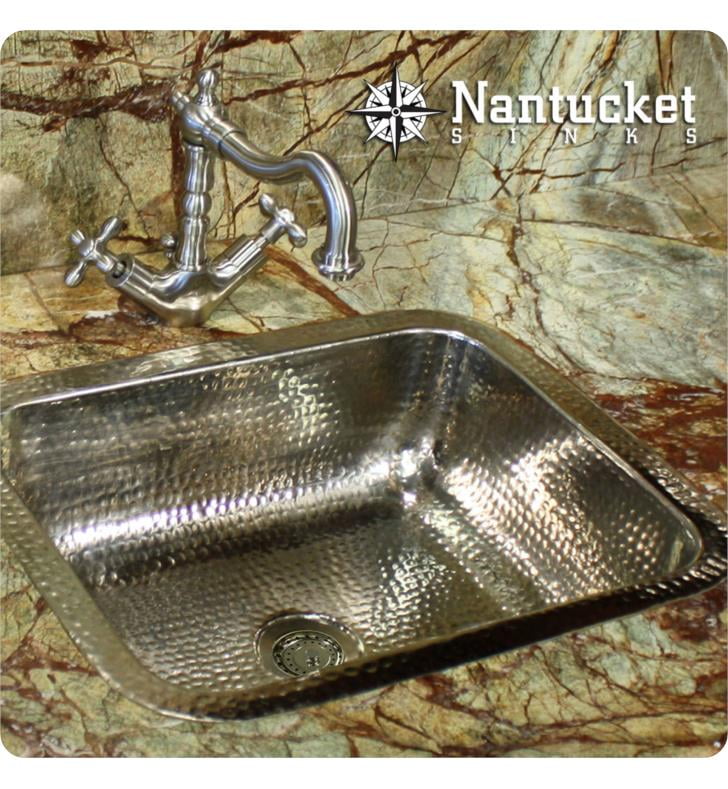 Nantucket Sinks REB 17-Inch x 14-Inch Hand Crafted Hammered Bar Sink Solid Brass