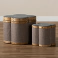 thumbnail image 3 of Baxton Studio Marilyn Modern and Contemporary Transitional Grey and Brown Fabric Upholstered 2-Piece Clover Shaped Storage Ottoman Set, 3 of 10