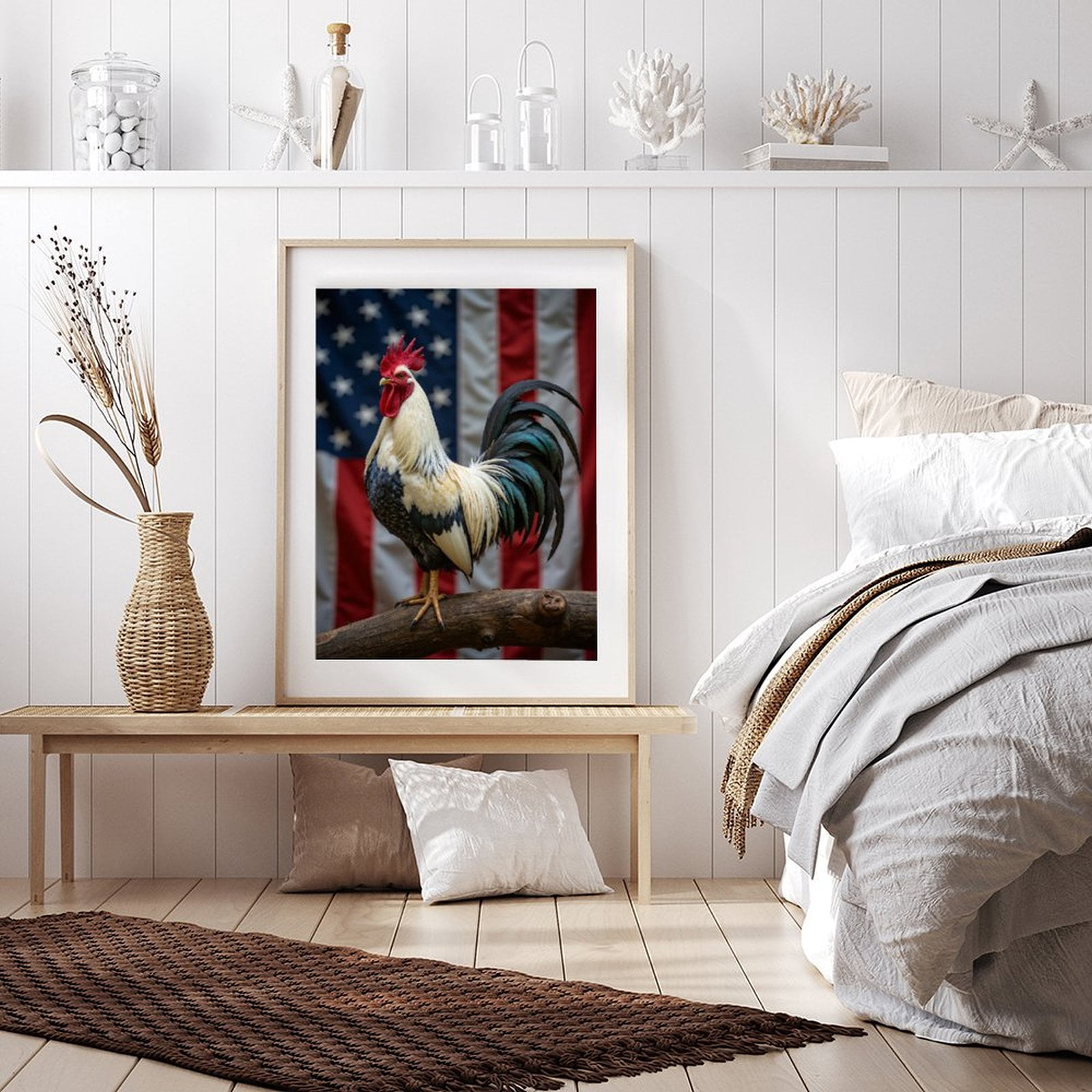 Diamond Art Kit for Adults, Rooster On Rustic Branch Background Diamond Painting for Adults Beginners, 5D DIY Diamond Art Painting Kits, Colorful Diamond Painting Craft for Home Decor 12x16