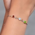 thumbnail image 4 of Gem Stone King 925 Silver and 10K Yellow Gold Red Garnet Sky Blue Aquamarine Green Peridot and Lab Grown Diamond Tennis Bracelet for Women By Keren Hanan (2.46 cttw, Adjustable up To 9 inch), 4 of 4