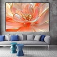 thumbnail image 2 of Mudket Peach and Gold Crystal Flower Canvas Wall Art, Framed Floral Print, Ready to Hang Wall Decor for Living Room Bedroom, Elegant Abstract Artwork - 12"L x 8"W, 2 of 10