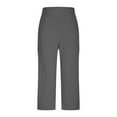 thumbnail image 5 of Stamzod Work Pants Women Capri Leggings Fashion Solid Color Summer Stretch Waist Business Capris Casual Slim Fit Yoga Capri Leggings with Pockets for Women Gray XL, 5 of 6