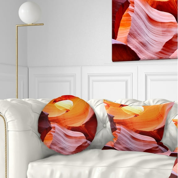 Designart Inside Upper Antelope Canyon - Landscape Photography Throw Pillow - 12x20