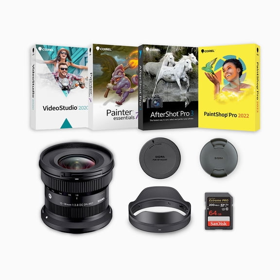 Sigma 10-18mm F2.8 DC DN Contemporary Ultra Wide-Angle Zoom Compact Design Lens (Canon RF) Bundle with Software Suite and Memory Card (3 Items)