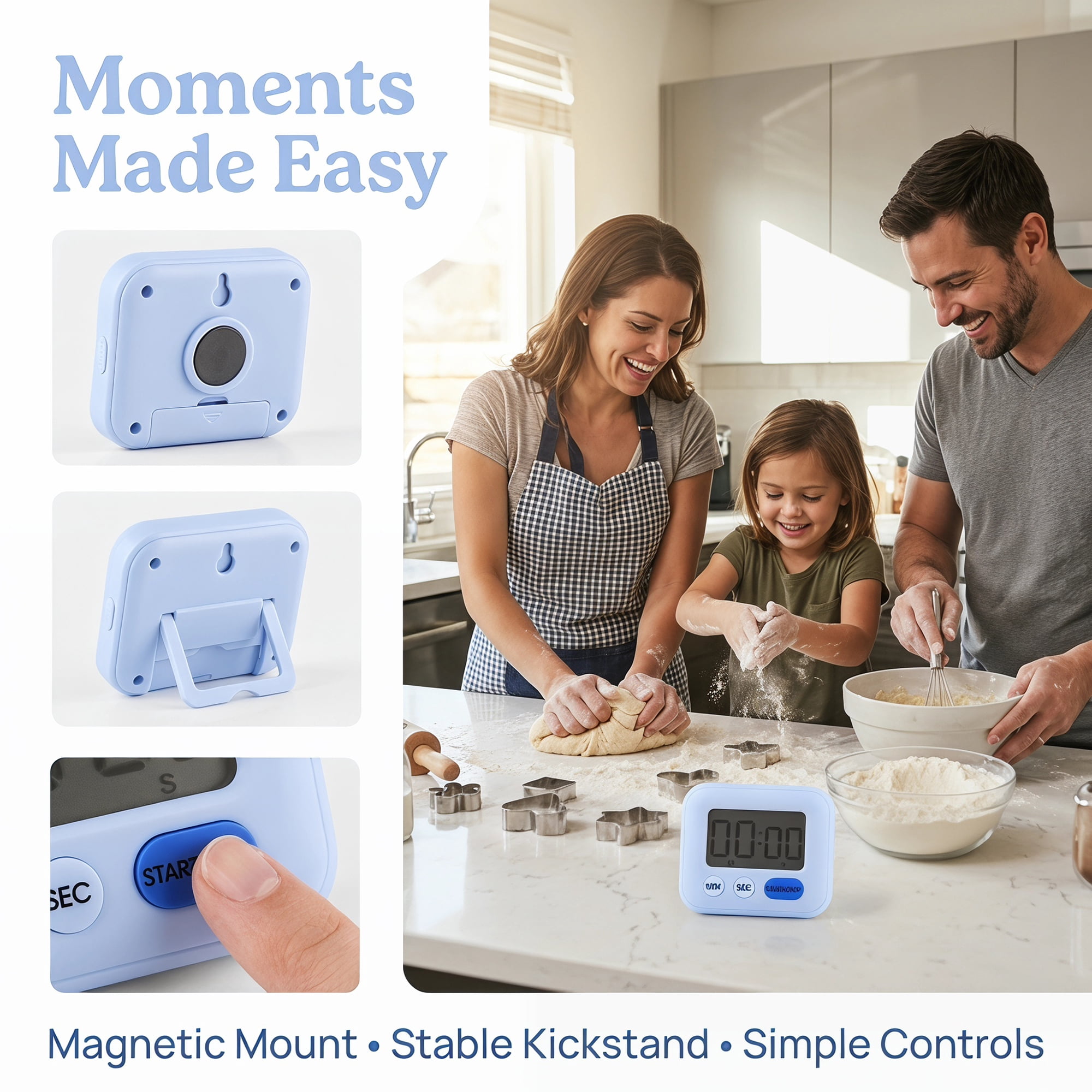 Unique Bargains Kitchen Timer with Loud Alarm and Magnetic Backing Sky Blue