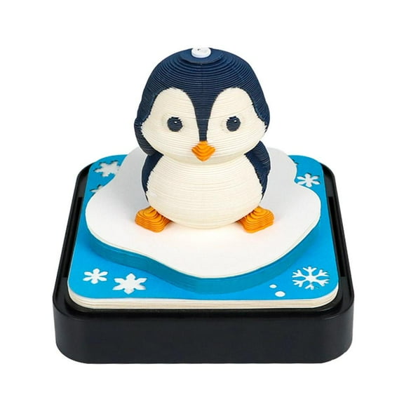 3D Calendar 2026,3D Memo Pads Calendar 2026,Magic PenguinTear-Away Notepad with Lights,Tear-Away 3D Paper Art Notepad with LED Lights,Office Desktop Sticky Notes Record,New Year Gift
