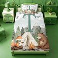 thumbnail image 3 of meiyoeat Green Monogram T Twin Sheets For Boys,Happy Camping Outdoor Adventure Bedding,3 Pieces,1 Fitted Sheet and 1 Pillowcase, 3 of 6
