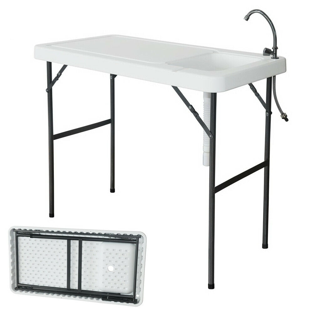 Portable Fish Cleaning Table Outdoor Camping Sink Table Washing Table