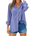 thumbnail image 5 of Bxsruta Summer Tops for WomenWomen's V-Neck Long Sleeve Loose Button And Linen Tunic Summer Blouse With Pocket, 5 of 7