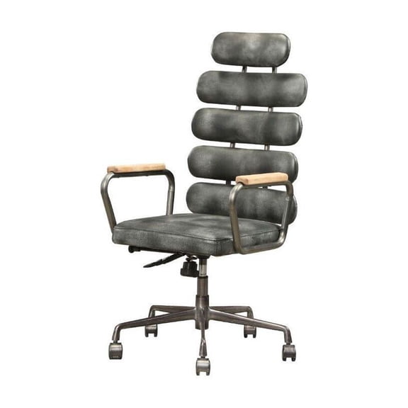 HomeStock Suburban Sophistication Executive Office Chair, Black Top Grain Leather