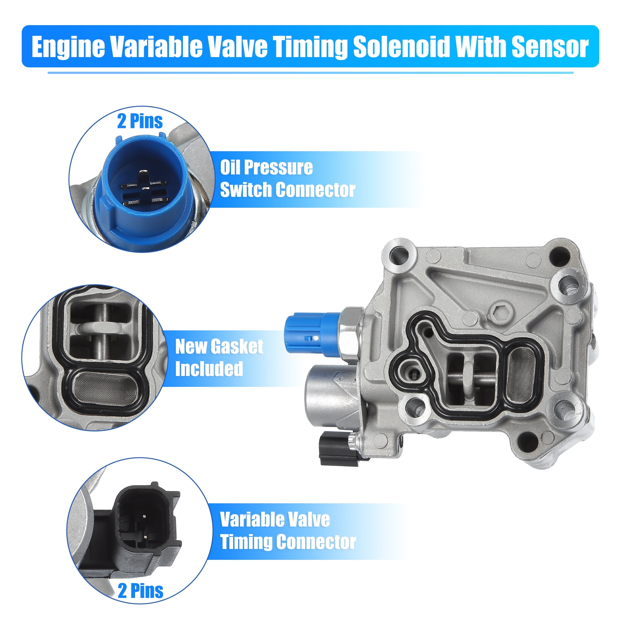 Engine Variable Valve Timing VVT Solenoid with Sensor Fit for Honda Accord L4 2.4L 2008-2012