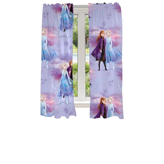 Franco Kids Disney Frozen 2 Rod Pocket Light Filtering Curtain Sets, 82 x 63 in (2 Panels)