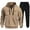 Khaki#9527, variant on BOOMNY Mens Track Suits Solid Color Hoodies Sweatpants 2Pcs Gym Sweat Suits Running Jogging Fall Winter Athletic Tracksuit Outfits