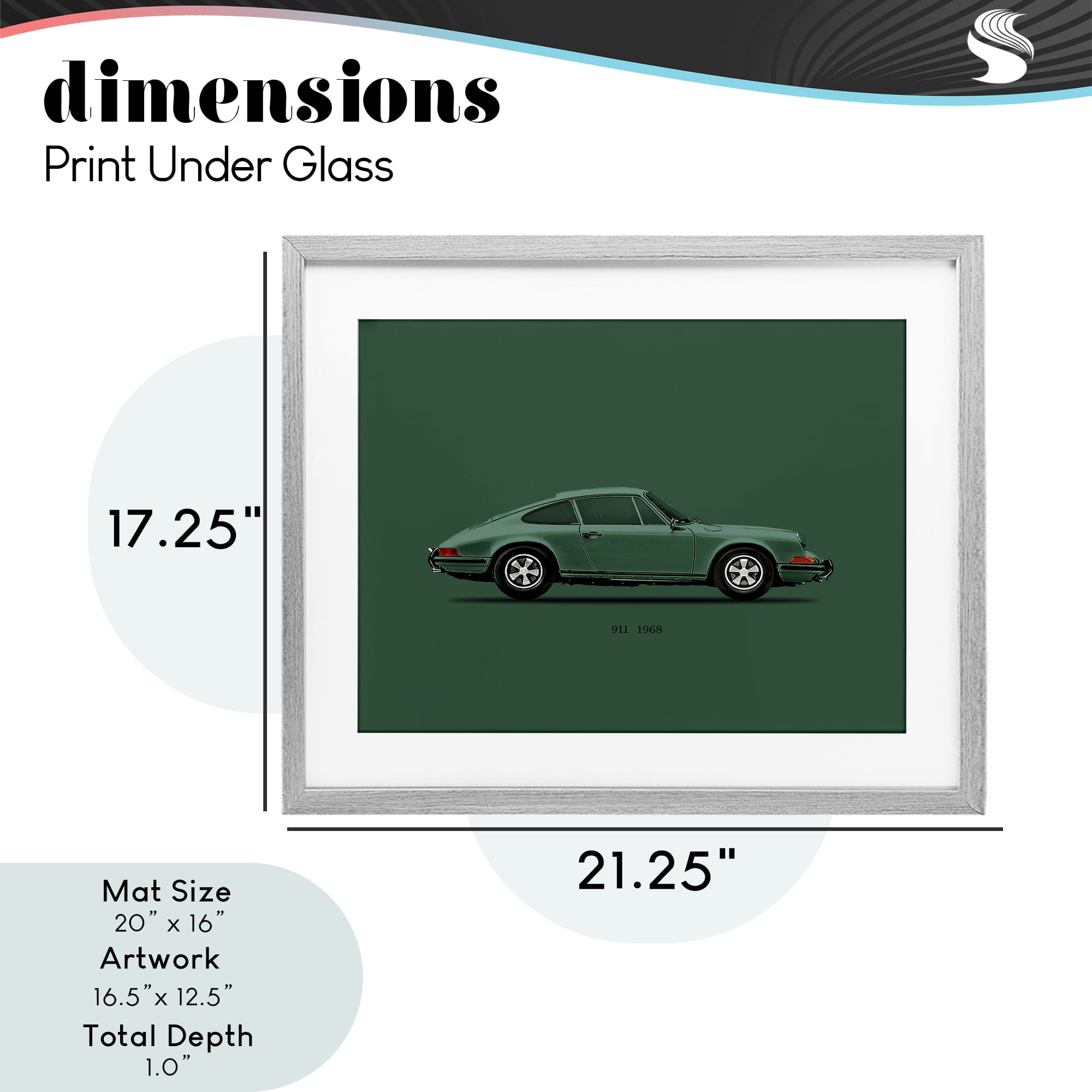Stupell Industries Green Toned Classic Car Gray Framed Print Under Glass, design by Mark Rogan
