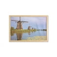 thumbnail image 1 of Dutch Wall Art with Frame, Landscape Image of Traditional Wooden Windmills from Kinderdijk, Printed Fabric Poster for Bathroom Living Room, 35" x 23", Pale Ceil Blue Multicolor, by Ambesonne, 1 of 2