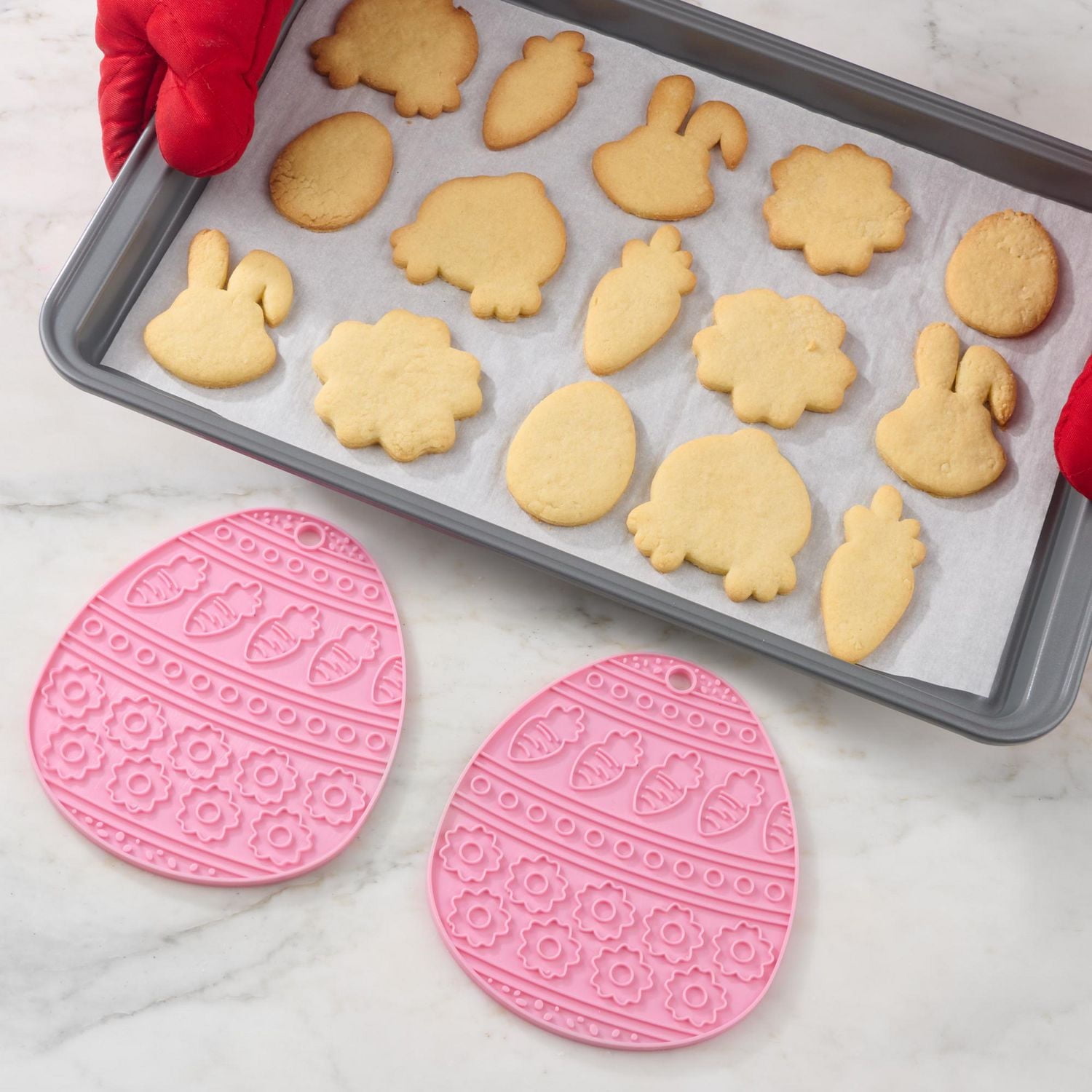 Way to Celebrate Silicone Trivet, Easter Egg Shaped, Pink