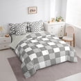 thumbnail image 3 of Homewish Minimalist Buffalo 7 Pieces Bedding Comforter Set For Adults Female Men,Geometric Plaid Grid Full Bedding Set Lightweight,Abstract Mid Century Fitted Sheet Flat Sheet,Breathable Home Decor, 3 of 8