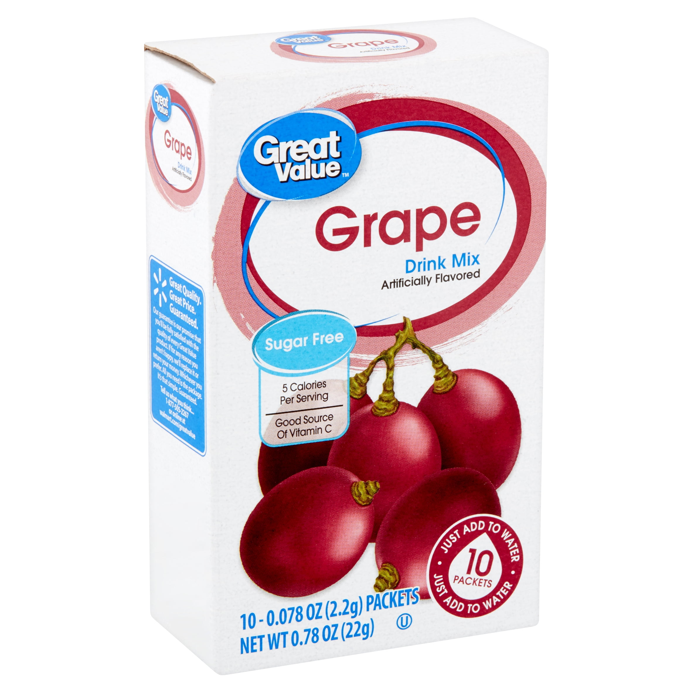 Great Value Grape Drink Mix, 0.078 oz, 10 count