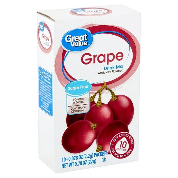 Great Value Grape Drink Mix, 0.078 oz, 10 count