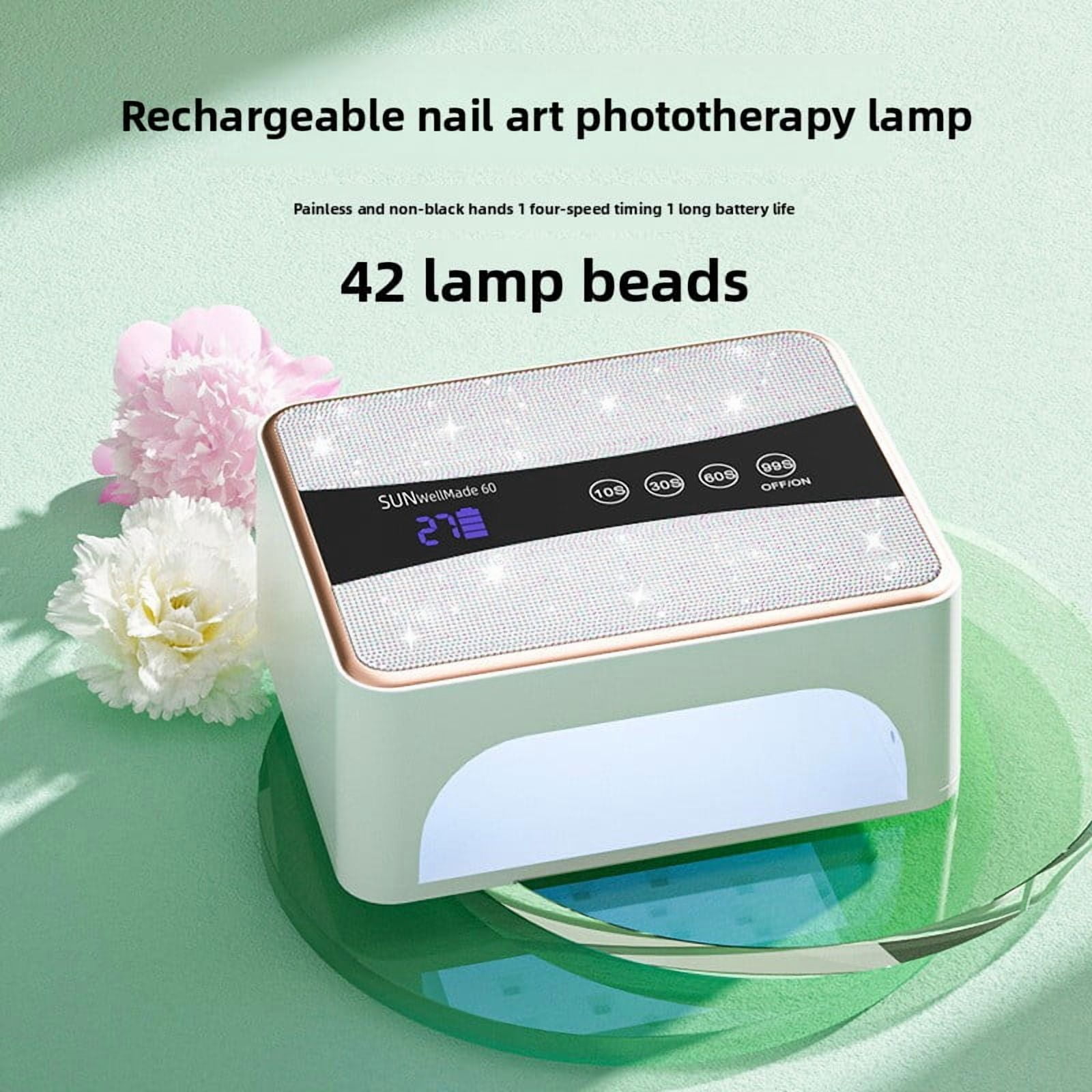 Rechargeable Nail Lamp - Portable UV LED Nail Dryer for Gel Polish, Cordless Nail Curing Light with 3 Timers, Fast Charging Manicure Machine for Home & Travel Use