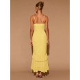 thumbnail image 5 of Light Yellow Womens Tiered Ruffle Hem Midi Dress With Flared Short Sleeves And Round Neck For Evening Or Cocktail, 5 of 7