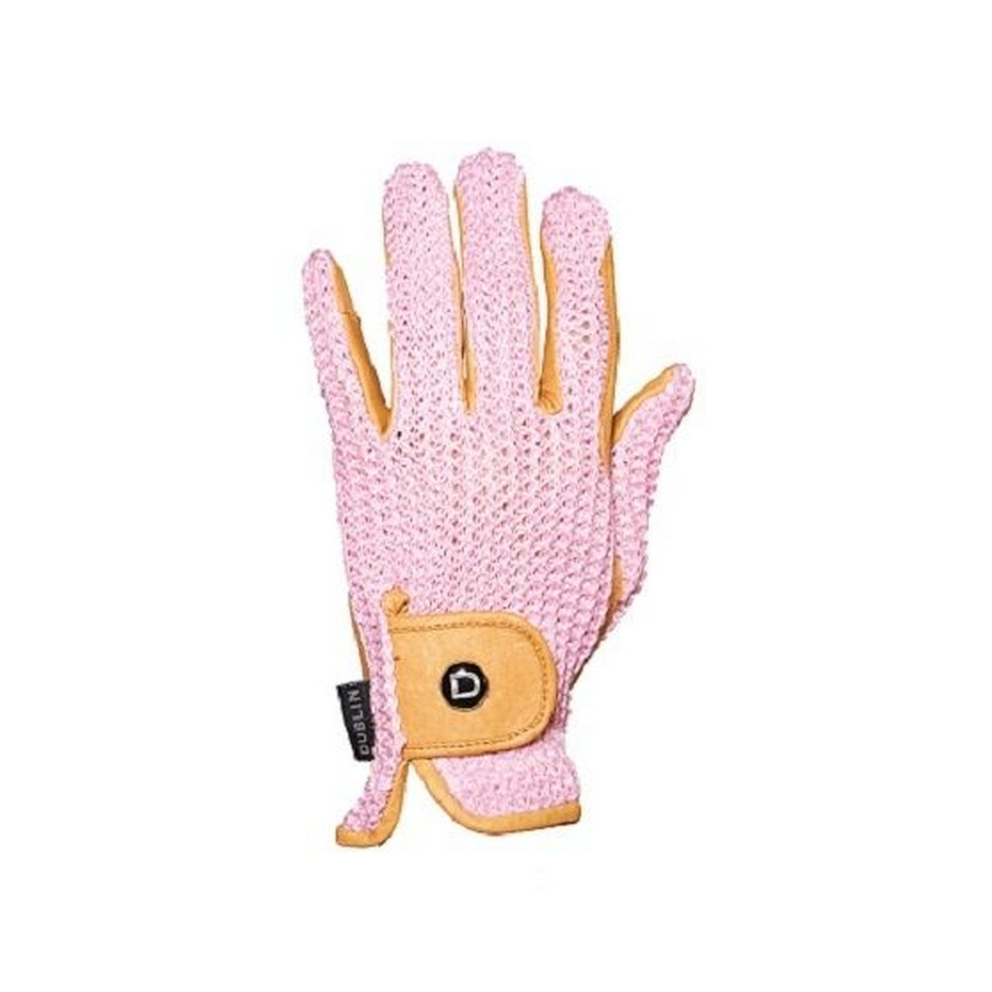 Childrens Pink Horse Riding Gloves Synthetic Leather Cotton Dublin Kids 